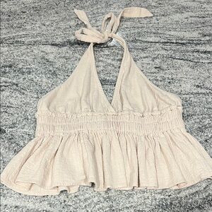 Ocean Drive Cream Halter Crop Top